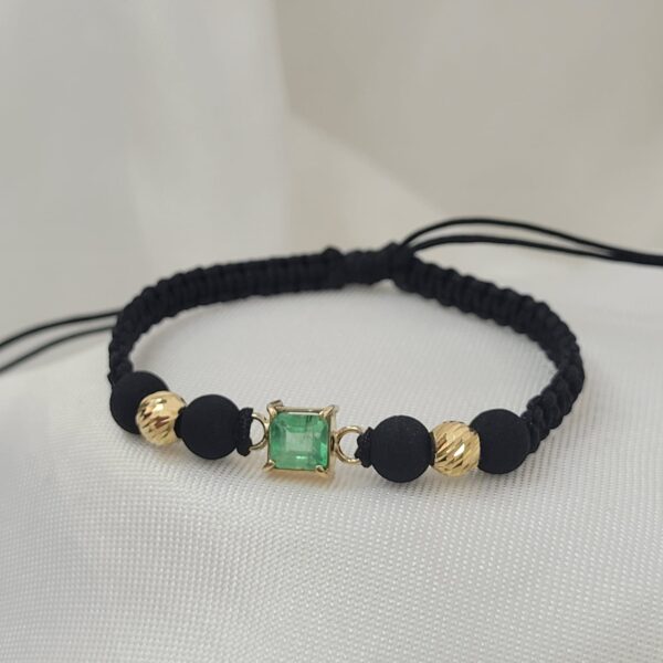 Pulsera Esmeralda Tejida (Negro)